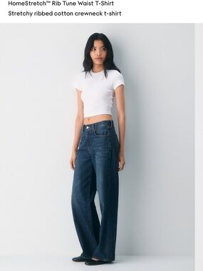 Aritzia White Ribbed Short-Sleeve Crop Tee